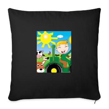 Green Tractor Birthday Farm Animals - Sofa pillowcase 17,3'' x 17,3'' (45 x 45 cm) - black - Front