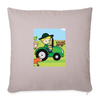 Green Tractor Birthday Farm Animals - Sofa pillowcase 17,3'' x 17,3'' (45 x 45 cm) - light taupe - Front