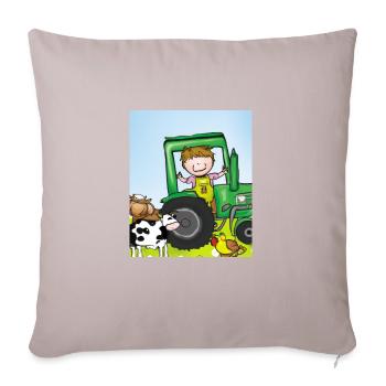 Green Tractor Birthday Farm Animals - Sofa pillowcase 17,3'' x 17,3'' (45 x 45 cm) - light taupe - Front