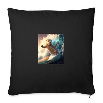 Beach Vibe Otter Cool Surfing Otter - Housse de coussin décorative 45 x 45 cm - noir - Devant