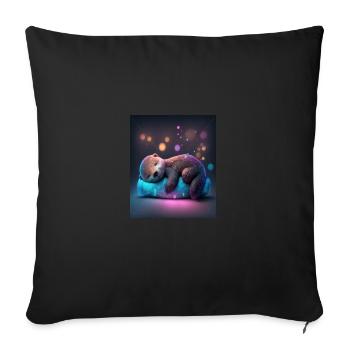 Otter Pet Owners Funny Sleepyhead Otter - Sofa pillowcase 17,3'' x 17,3'' (45 x 45 cm) - black - Front