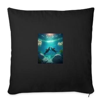 Mignon amoureux de la loutre Sweet Sea Otter Couple - Housse de coussin décorative 45 x 45 cm - noir - Devant