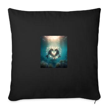 Mignon amoureux de la loutre Sweet Sea Otter Couple - Housse de coussin décorative 45 x 45 cm - noir - Devant