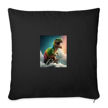 Funny Cartoon Otters Otter Riding Green Dinosaur - Sofa pillowcase 17,3'' x 17,3'' (45 x 45 cm) - black - Front
