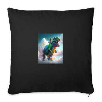 Funny Cartoon Otters Otter Riding Green Dinosaur - Sofa pillowcase 17,3'' x 17,3'' (45 x 45 cm) - black - Front