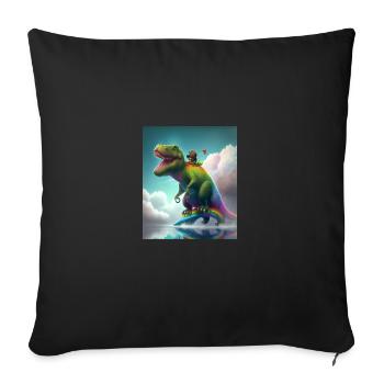 Funny Cartoon Otters Otter Riding Green Dinosaur - Sofa pillowcase 17,3'' x 17,3'' (45 x 45 cm) - black - Front