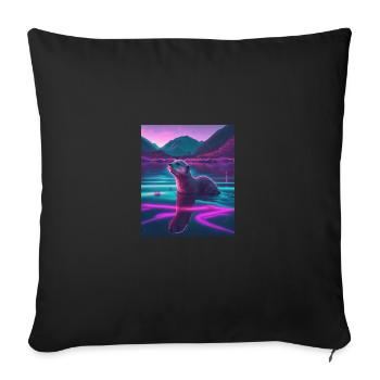 Cool Sea Otter Design Synthwave Wandering Otter - Sofa pillowcase 17,3'' x 17,3'' (45 x 45 cm) - black - Front