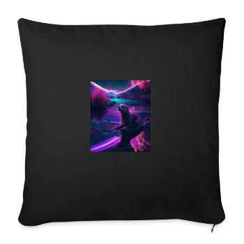 Cool Sea Otter Design Synthwave Wandering Otter - Sofa pillowcase 17,3'' x 17,3'' (45 x 45 cm) - black - Front