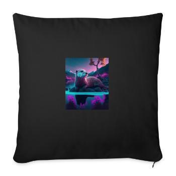 Cool Sea Otter Design Synthwave Wandering Otter - Sofa pillowcase 17,3'' x 17,3'' (45 x 45 cm) - black - Front