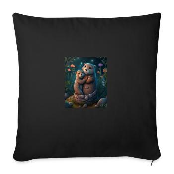 Mignon bébé loutre Amour de la mère Bébé Loutre - Housse de coussin décorative 45 x 45 cm - noir - Devant