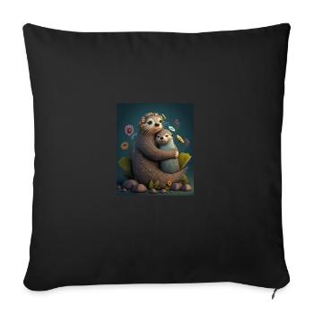 Mignon bébé loutre Amour de la mère Bébé Loutre - Housse de coussin décorative 45 x 45 cm - noir - Devant
