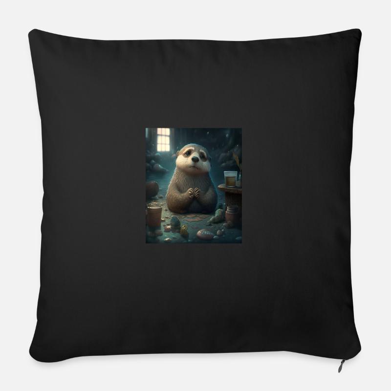 Self Conscious Worried Otter Funny Sea Otter Puns - Sofakissenbezug 45 x 45 cm - Schwarz