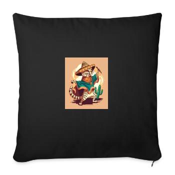 Ocelot Wearing Sombrero Kawaii Dabbing Ocelot - Sofa pillowcase 17,3'' x 17,3'' (45 x 45 cm) - black - Front