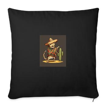 Ocelot Wearing Sombrero Kawaii Dabbing Ocelot - Sofa pillowcase 17,3'' x 17,3'' (45 x 45 cm) - black - Front