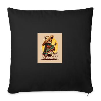 Ocelot Wearing Sombrero Kawaii Dabbing Ocelot - Sofa pillowcase 17,3'' x 17,3'' (45 x 45 cm) - black - Front
