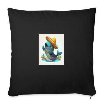 Vaquita Wearing Sombrero Kawaii Dabbing Vaquita - Sofa pillowcase 17,3'' x 17,3'' (45 x 45 cm) - black - Front