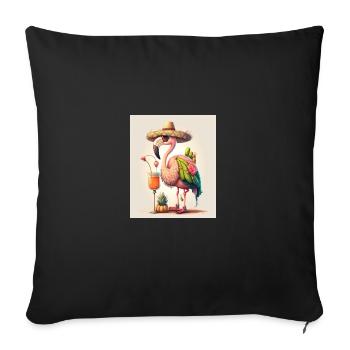 Flamingo jouant des instruments de musique mexicain - Housse de coussin décorative 45 x 45 cm - noir - Devant