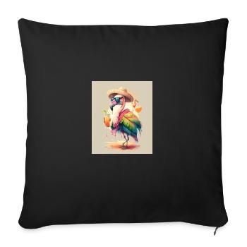 Flamant rose jouant des instruments de musique mexicain - Housse de coussin décorative 45 x 45 cm - noir - Devant