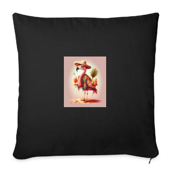 Flamingo jouant des instruments de musique mexicain - Housse de coussin décorative 45 x 45 cm - noir - Devant