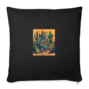 Dinosaur Lover Festive Dinosaur Playing Guitar - Sofa pillowcase 17,3'' x 17,3'' (45 x 45 cm) - black - Front