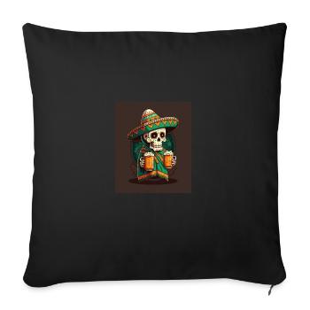 Sugar Skull Wearing Sombrero Drunk Mexican Sugar - Sofakissenbezug 45 x 45 cm - Schwarz - Vorne