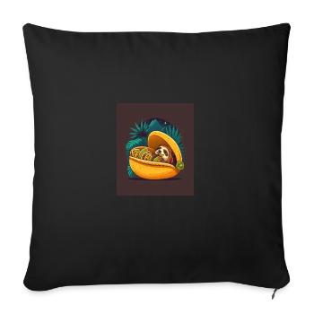 Paresseux Dormir Dans Un Taco Drôle Paresseux Amateur De Tacos - Housse de coussin décorative 45 x 45 cm - noir - Devant