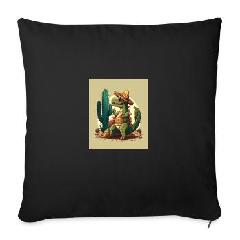 Dinosaur Lover Green Dinosaur Wearing Sombrero - Sofa pillowcase 17,3'' x 17,3'' (45 x 45 cm) - black - Front