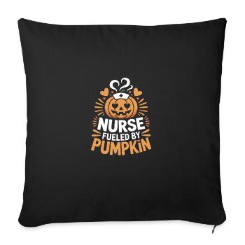 Infirmière alimentée par la citrouille Infirmière aux épices de citrouille - Housse de coussin décorative 45 x 45 cm - noir - Devant