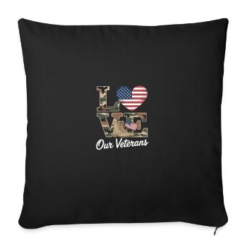 Journée de l’amour pour nos anciens combattants - Housse de coussin décorative 45 x 45 cm - noir - Devant