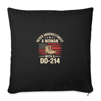 Ne sous-estimez jamais une femme avec un DD 214 - Housse de coussin décorative 45 x 45 cm - noir - Devant