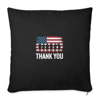 Journée des anciens combattants du drapeau américain - Housse de coussin décorative 45 x 45 cm - noir - Devant