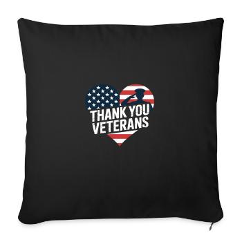 Remerciements aux anciens combattants Drapeau des États-Unis Journée des anciens combattants - Housse de coussin décorative 45 x 45 cm - noir - Devant