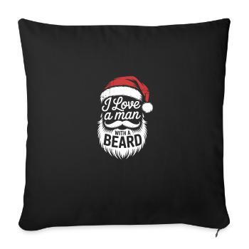 I Love A Man With A Beard Funny Christmas - Sofa pillowcase 17,3'' x 17,3'' (45 x 45 cm) - black - Front