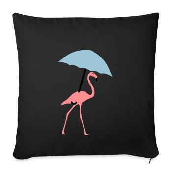Flamingo with umbrella or parasol - Sofa pillowcase 17,3'' x 17,3'' (45 x 45 cm) - black - Front
