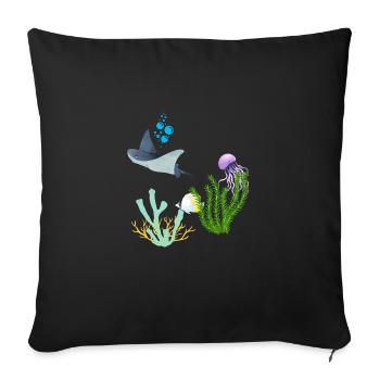 Ray Jellyfish Underwater World Coral Fish - Sofa pillowcase 17,3'' x 17,3'' (45 x 45 cm) - black - Front