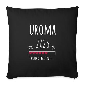 werdende Uroma 2025 Ankündigung Schwangerschaft - Sofakissenbezug 45 x 45 cm - Schwarz - Vorne