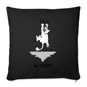 Aw people - Cat flees up the wall - fear - Sofa pillowcase 17,3'' x 17,3'' (45 x 45 cm) - black - Front