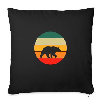 Ours brun rétro Grizzly - Housse de coussin décorative 45 x 45 cm - noir - Devant