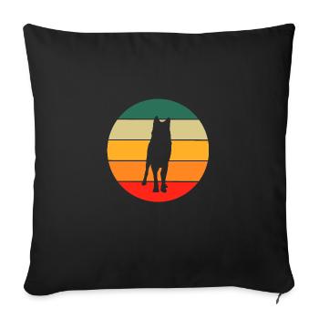 Forest Animal Lovers Animal Lovers Cadeau Retro Wolf - Housse de coussin décorative 45 x 45 cm - noir - Devant