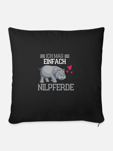 Nilpferd Afrika Zoo Tier Geschenk Lustiges Hippo - Sofakissenbezug 45 x 45 cm - Schwarz