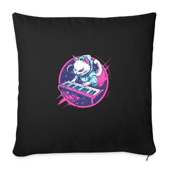 Synth Cat - Sofa pillowcase 17,3'' x 17,3'' (45 x 45 cm) - black - Front