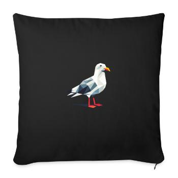 Moin Comic Nordsee Hamburg Polygon Seagull Bird Pier - Sofa pillowcase 17,3'' x 17,3'' (45 x 45 cm) - black - Front