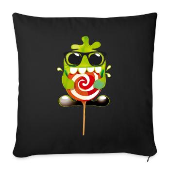 Lolling monstre - Housse de coussin décorative 45 x 45 cm - noir - Devant