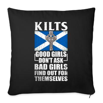 Kilt écossais disant jupe écossaise Écosse - Housse de coussin décorative 45 x 45 cm - noir - Devant