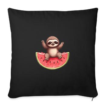 Paresseux à la pastèque - Doux design d’été - Housse de coussin décorative 45 x 45 cm - noir - Devant