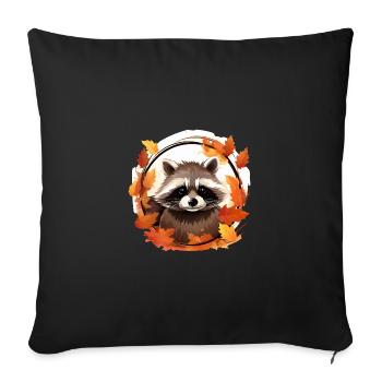 Autumnal raccoon: Between the leaves - Sofa pillowcase 17,3'' x 17,3'' (45 x 45 cm) - black - Front