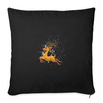 Noël Rudolf Nez Rouge Design - Housse de coussin décorative 45 x 45 cm - noir - Devant