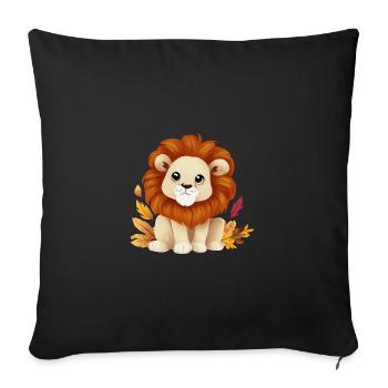 Lion d’automne - feuilles et feuillage panachés - Housse de coussin décorative 45 x 45 cm - noir - Devant