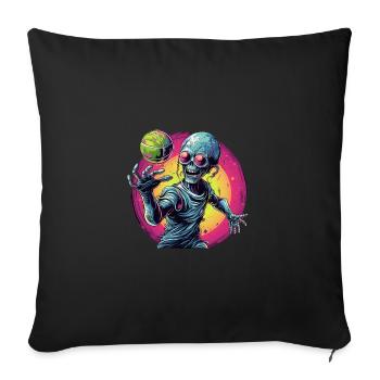 Alien for Halloween: Basketball & Tennis Ball Adventure - Sofa pillowcase 17,3'' x 17,3'' (45 x 45 cm) - black - Front