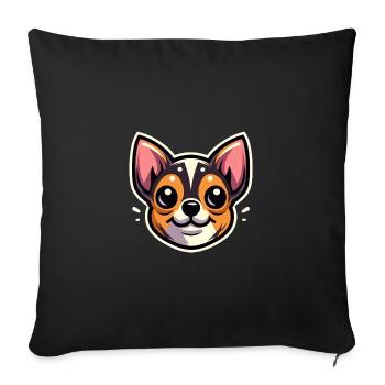 Chihuahua Dog Cartoon Head - Sofa pillowcase 17,3'' x 17,3'' (45 x 45 cm) - black - Front
